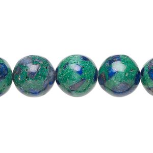 Azurite-malachite / resin 1pkg1, round bead 15.5-16 inch 12mm