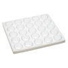 Display insert, faceted gems, foam and acrylic, white and clear, 7-3/4 x 6-3/4 x 3/4 inches with (25) 1-1/4 x 3/4 inch reclosable vials, fits standard half tray. Sold individually. image number 0