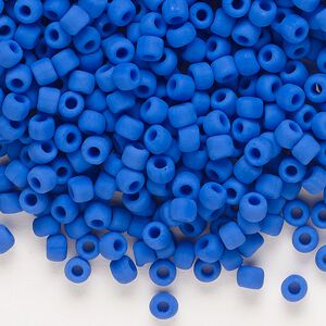 Seed bead, Dyna-Mites™, glass, opaque matte medium blue, #6 round. Sold per 1/2 kilogram pkg.