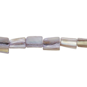 Mother-of-pearl shell 1pkg1, triangle tube bead 15 inch blue / lavender / tan 8x5mm-10x9mm