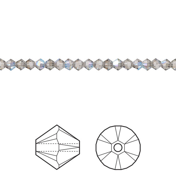 Bead 48pk black diamond shimmer, Crystal Passions® 3mm bicone 5328 image number 0