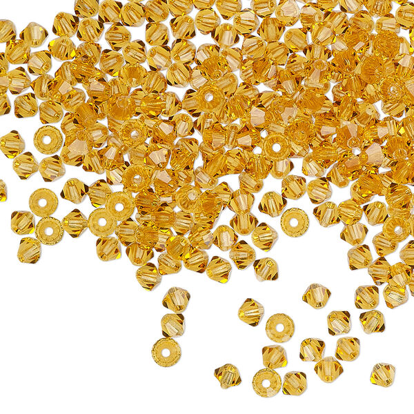 Bead 1440pk topaz, Preciosa Czech crystal 3mm bicone image number 0