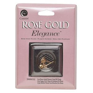 Earstud 1pkg2 rose gold-plated, 8mm flower / closed loop / earnuts, copper / lacquered 1 pair