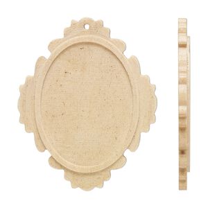 Focal, Japanese pagoda wood (natural), tan, 57x46mm single-sided top-drilled oval with 40x30mm non-calibrated oval glue-in setting. Sold per pkg of 8.