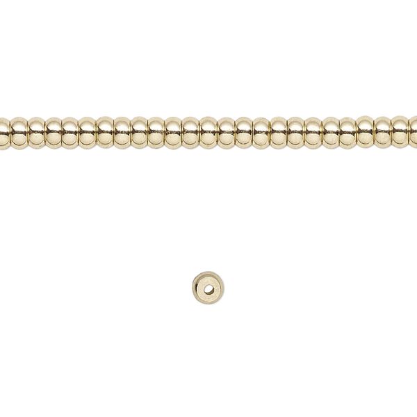 Bead, brass, 3x2mm rondelle. Sold per 8-inch strand. image number 0