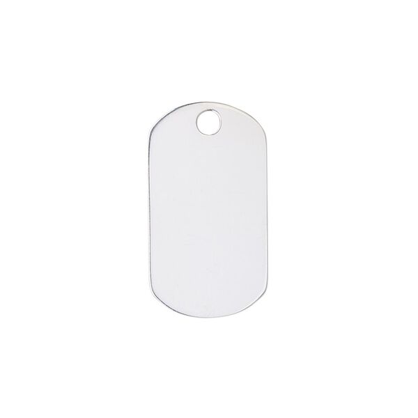Drop, sterling silver, 23x12.5mm double-sided dog tag. Sold individually. image number 0