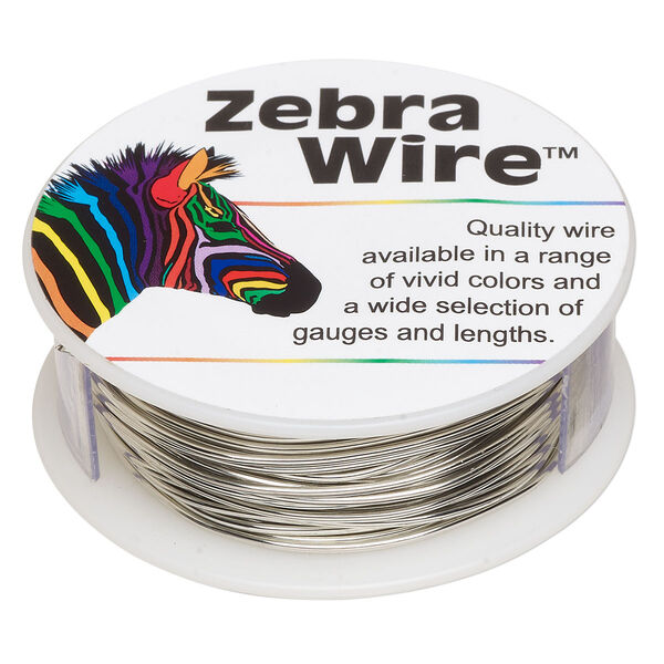 Wire, Zebra Wire™, tinned copper, silver color, round, 18 gauge. Sold per 10-yard spool. image number 0