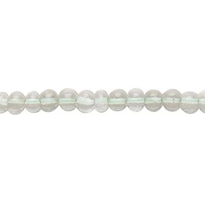 Green quartz 1pkg1, hand-cut uneven round bead 14 inch 5-6mm