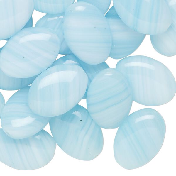 Bead, Czech pressed glass, translucent baby blue, 16x12mm puffed oval. Sold per 2-ounce pkg, approximately 50 beads. image number 0