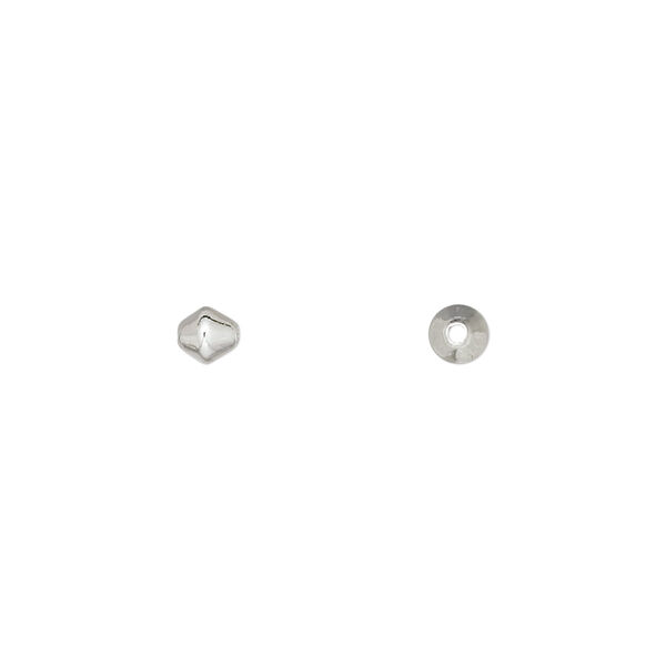 Bead, silver-plated brass, 4mm double cone. Sold per pkg of 100. image number 0
