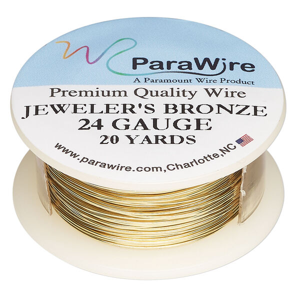 Wire, ParaWire&trade;, brass, jeweler's bronze, round, 24 gauge. Sold per 20-yard spool. image number 0