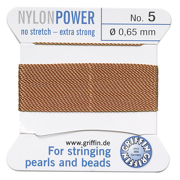 Thread, Griffin, nylon, cornelian, size #5. Sold per 2-meter card (approximately 78 inches). image number 0