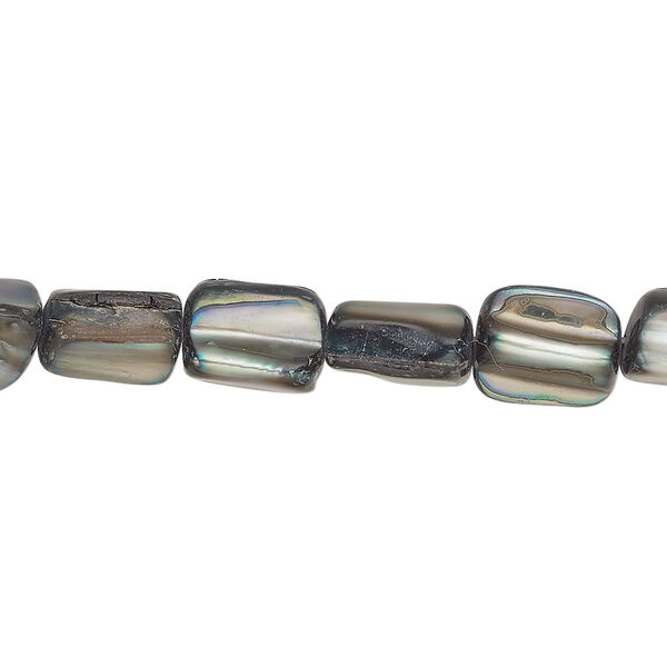 Mother-of-pearl shell 1pkg1, triangle tube bead 15 inch steel blue 8x6mm-11x10mm image number 0