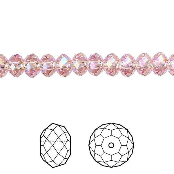 Bead 12pk light rose shimmer 2X, Crystal Passions® 6x4mm rondelle 5040 image number 0