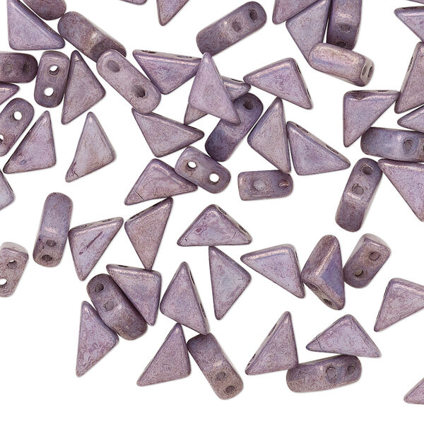 Bead, Tango™, Czech pressed glass, opaque alabaster luminous purple chalk, 8x6x6mm triangle with (2) 0.7-0.8mm holes. Sold per 10-gram pkg, approximately 65 beads. image number 0