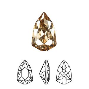 Fancy stone 1pk crystal golden shadow foil back, Crystal Passions® 18.7x11.8mm trilliant 4707