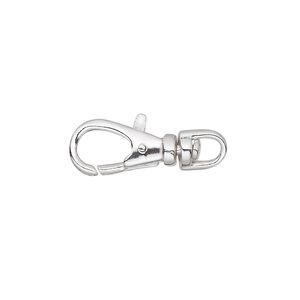 Clasp lobster claw 1pkg1 sterling silver, 16x8mm swivel, 1-strand
