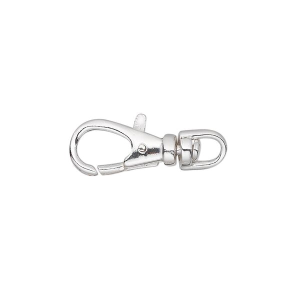 Clasp, lobster claw, sterling silver, 16x8mm with swivel. Sold individually. image number 0