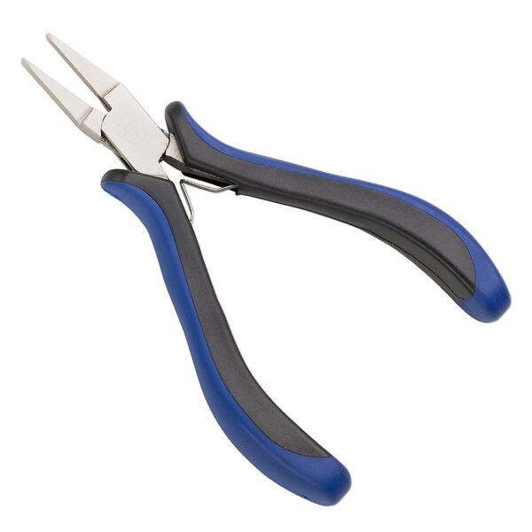 Pliers, flat-nose, plastic and nickel-plated steel, blue and black, 5 inches. Sold individually. image number 0