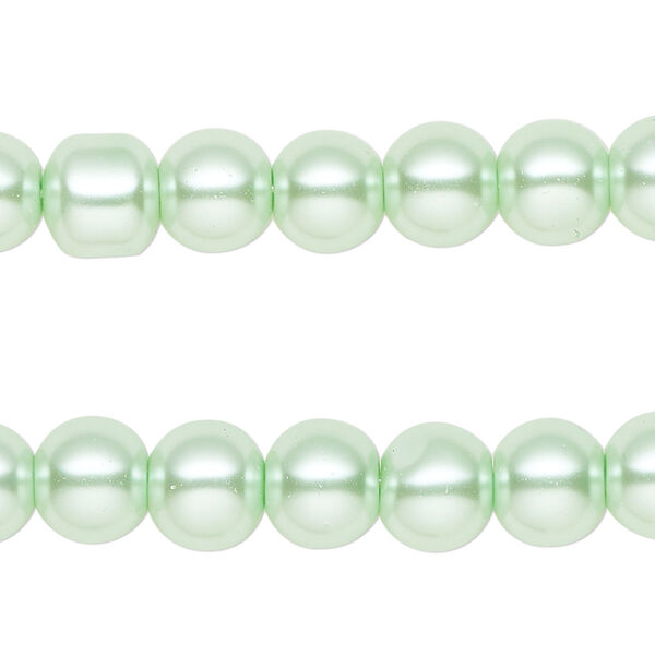 Bead, glass pearl, mint green, 8mm round. Sold per pkg of (2) 15-inch strands, approximately 100 beads. image number 0