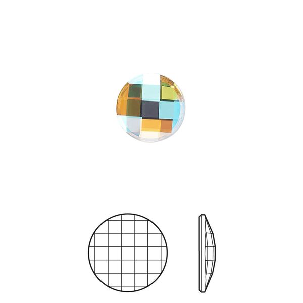 Flat back 4pk crystal glacier blue foil back, Crystal Passions® 10mm chessboard round 2035 image number 0