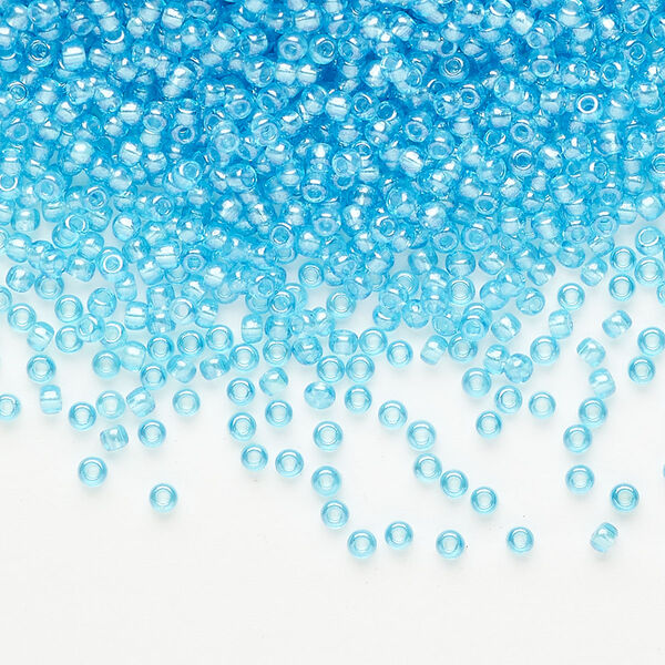 Seed bead glass 1pkg1 #11 round, translucent luster aqua image number 0