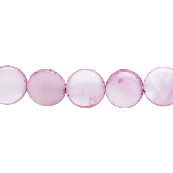 Mother-of-pearl shell 1pkg1, puffed flat round bead 15 inch thistle 9-11mm image number 0