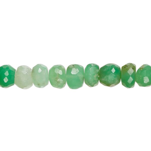 Chrysoprase 1pkg1, hand-cut faceted rondelle bead natural 14 inch 6x4mm-8x6mm image number 0