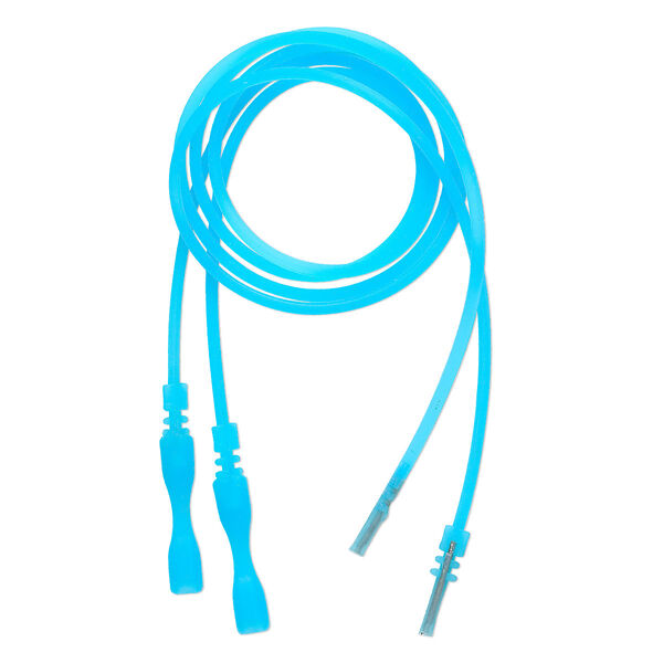 Necklace cord, silicone, translucent blue, 2-2.2mm wide, 16 inches with snap closure. Sold per pkg of 4. image number 0