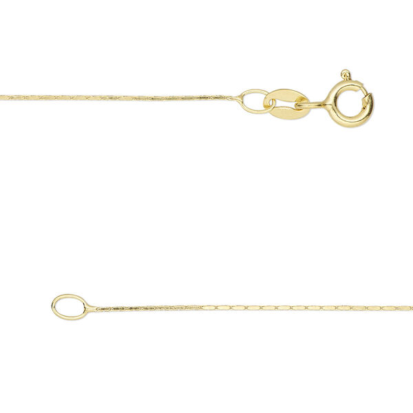 Chain, Gossamer™, "vermeil," 0.5mm square cable, 18 inches with springring clasp. Sold individually. image number 0