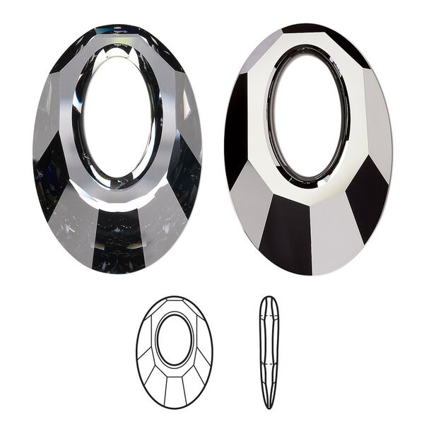 Focal 6pk crystal silver night, Swarovski® 40x27mm pendant helios 6040 image number 0