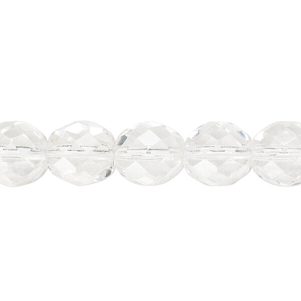 Bead, Czech fire-polished glass, clear, 10mm faceted round. Sold per pkg of 600 (1/2 mass). image number 0
