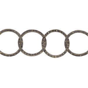 Chain 1pkg1 gold-plated cable, 14mm hammered round, antique brass 5 foot unfinished