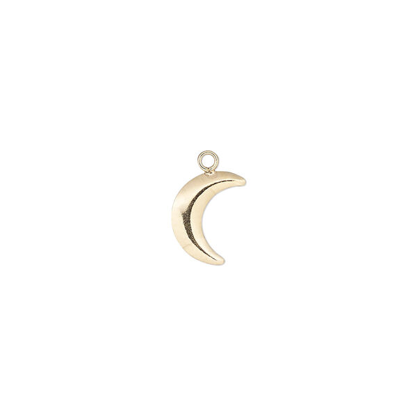 Charm, 14Kt gold-filled, 10x7mm single-sided moon. Sold individually. image number 0