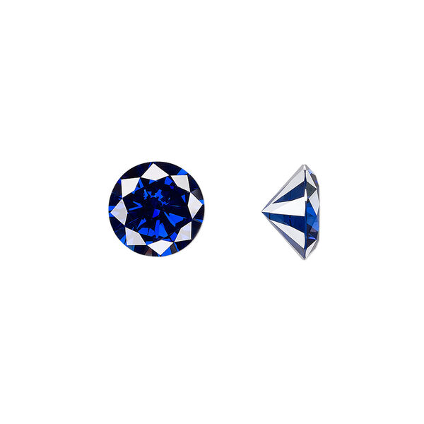 Gem, cubic zirconia, spinel blue, 10mm faceted round, Mohs hardness 8-1/2. Sold individually. image number 0