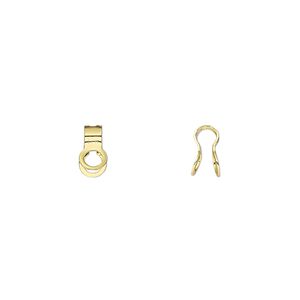 Ball chain connector, gold-finished steel, 7.5x4mm, fits 2.4mm ball chain. Sold per pkg of 10.