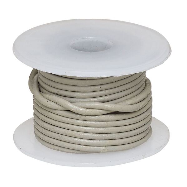 Cord, leather (dyed), grey, 1.4-1.6mm round. Sold per 5-yard spool. image number 0