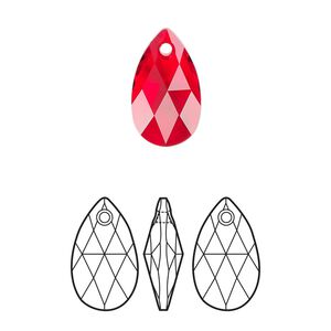 Drop 144pk light Siam, Swarovski® 16x9mm pendant pear 6106