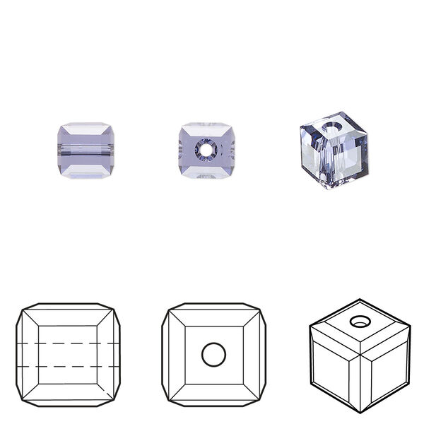 Bead 6pk tanzanite, Crystal Passions® 6mm cube 5601 image number 0
