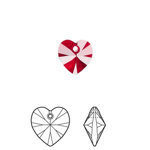 Drop 24pk Siam, Crystal Passions® 10mm pendant heart 6228