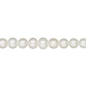Pearl, White Lotus™, cultured freshwater (bleached), white, 5-5.5mm semi-round, B+ grade, Mohs hardness 2-1/2 to 4. Sold per 15-1/2" to 16" strand.