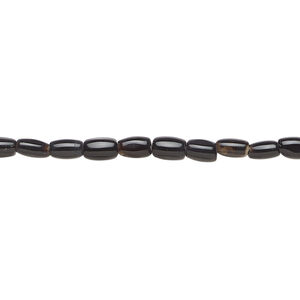 Black agate 1pkg1, uneven oval bead, 15 inch 5x3-5x4mm