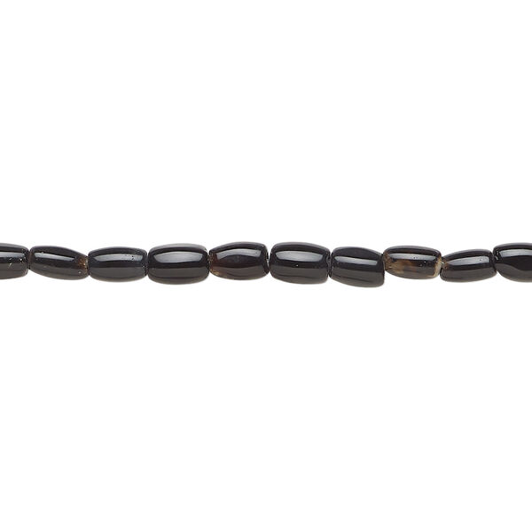 Black agate 1pkg1, uneven oval bead, 15 inch 5x3-5x4mm image number 0