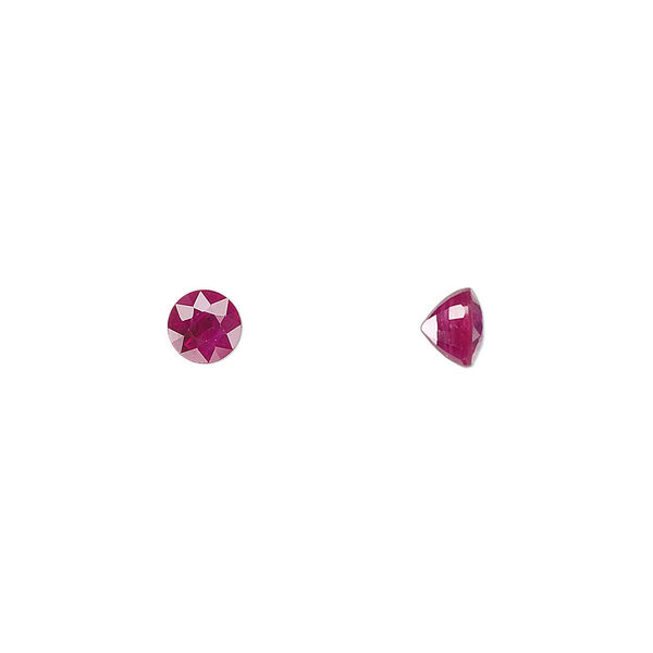 Gem, ruby (heated), 5mm faceted round, A grade, Mohs hardness 9. Sold individually. image number 0