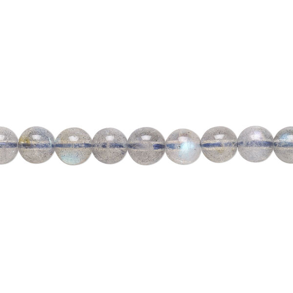 Bead, labradorite (natural), 5.5-6mm semi-round, A- grade, Mohs hardness 6 to 6-1/2. Sold per 7-inch strand, approximately 30 beads. image number 0