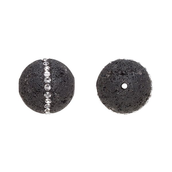Lava rock / crystal 1pkg1, round bead natural 14mm image number 0