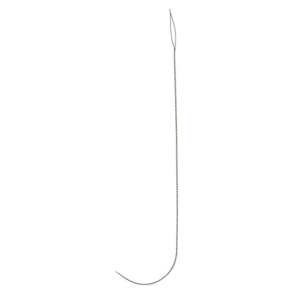 Needle, stainless steel, 0.47mm with 0.75mm eye width, 4-inch twisted "J" shape. Sold per pkg of 5. image number 0