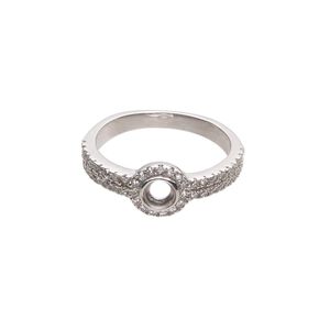 Ring, Almost Instant Jewelry®, cubic zirconia and rhodium-plated sterling silver, clear, 7.5mm wide with open back and PP31 or SS16 glue-in setting, size 7. Sold individually.