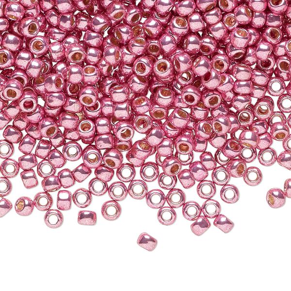 Seed bead, TOHO BEADS®, glass, pkg/7.5g, #8 round, opaque galvanized PermaFinish pink lilac (TR-08-PF553). image number 0