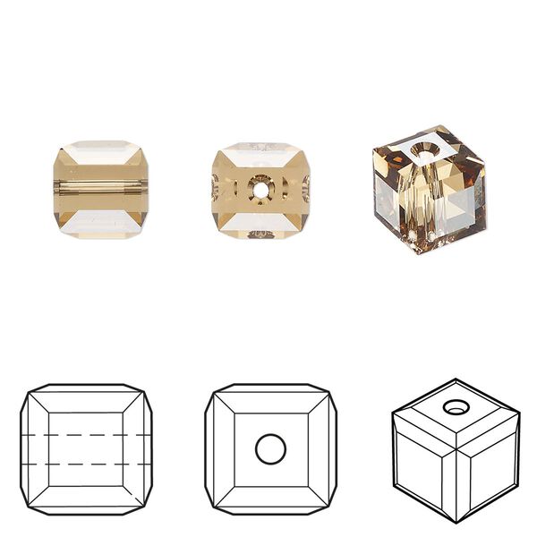 Bead 96pk light Colorado topaz, Swarovski® 8mm cube 5601 image number 0